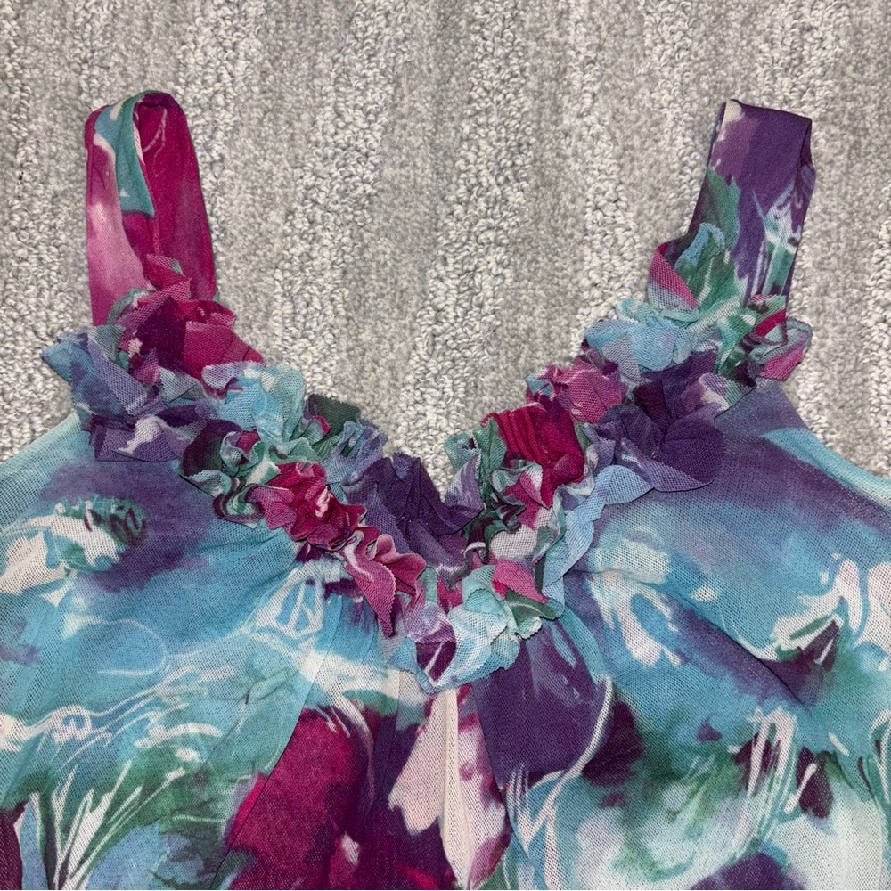 Sweet Pea By Stacy Frati Y2K Micromesh Sleeveless Top Floral Fairy Boho Women S - Picture 3 of 5